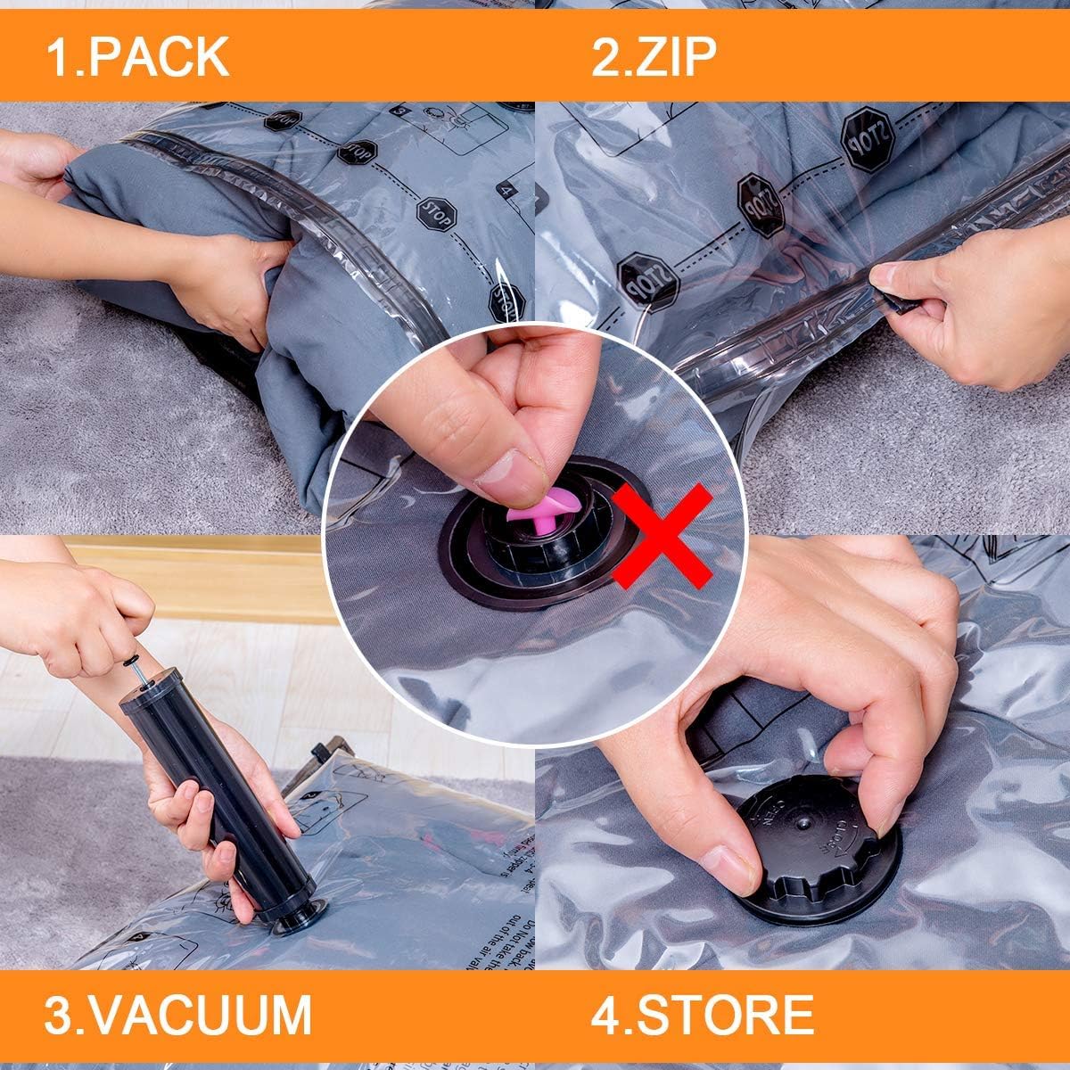 GONGSHI pump attached while vacuuming demonstrating quick compression benefit