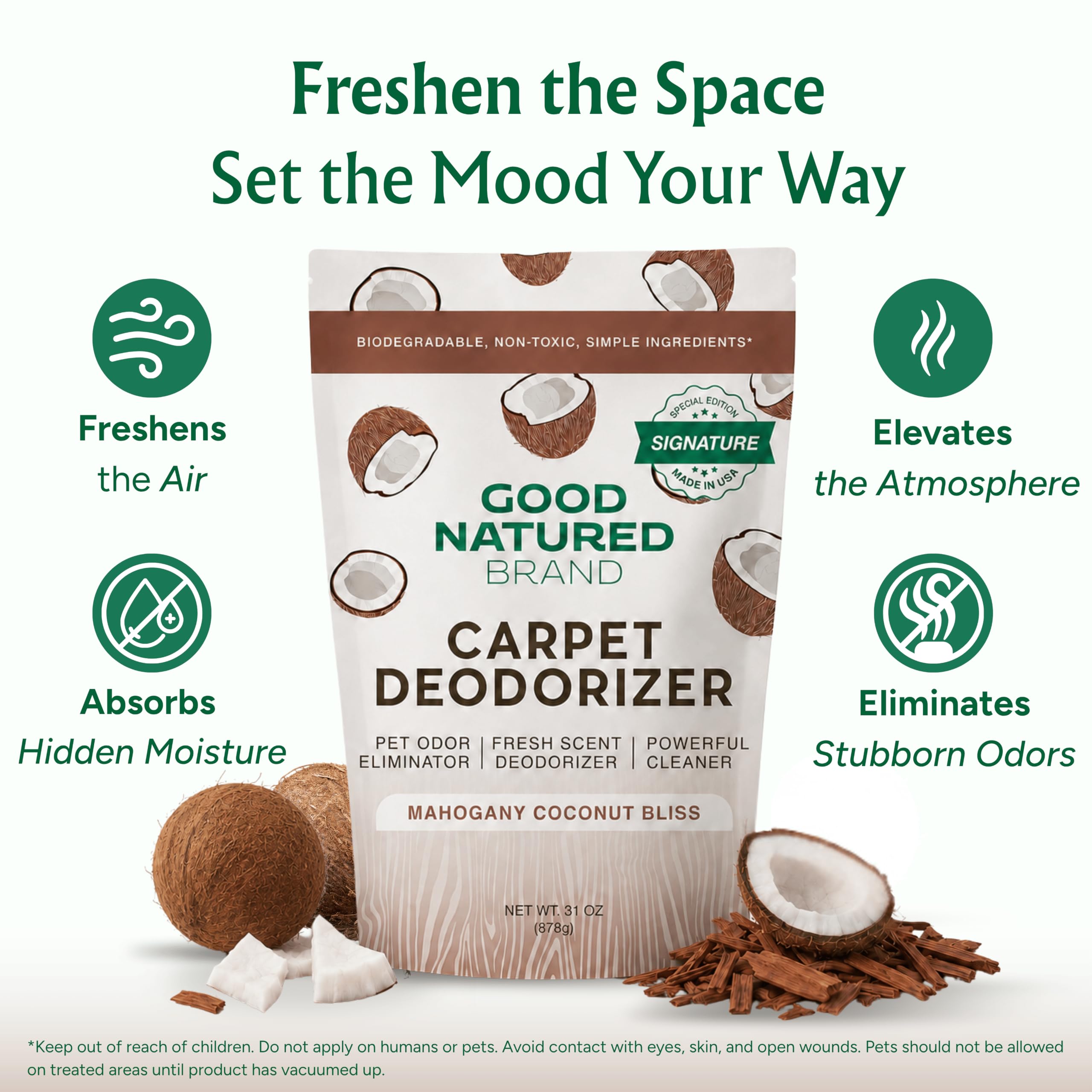 Good Natured Brand primer plano del polvo destacando textura absorbente