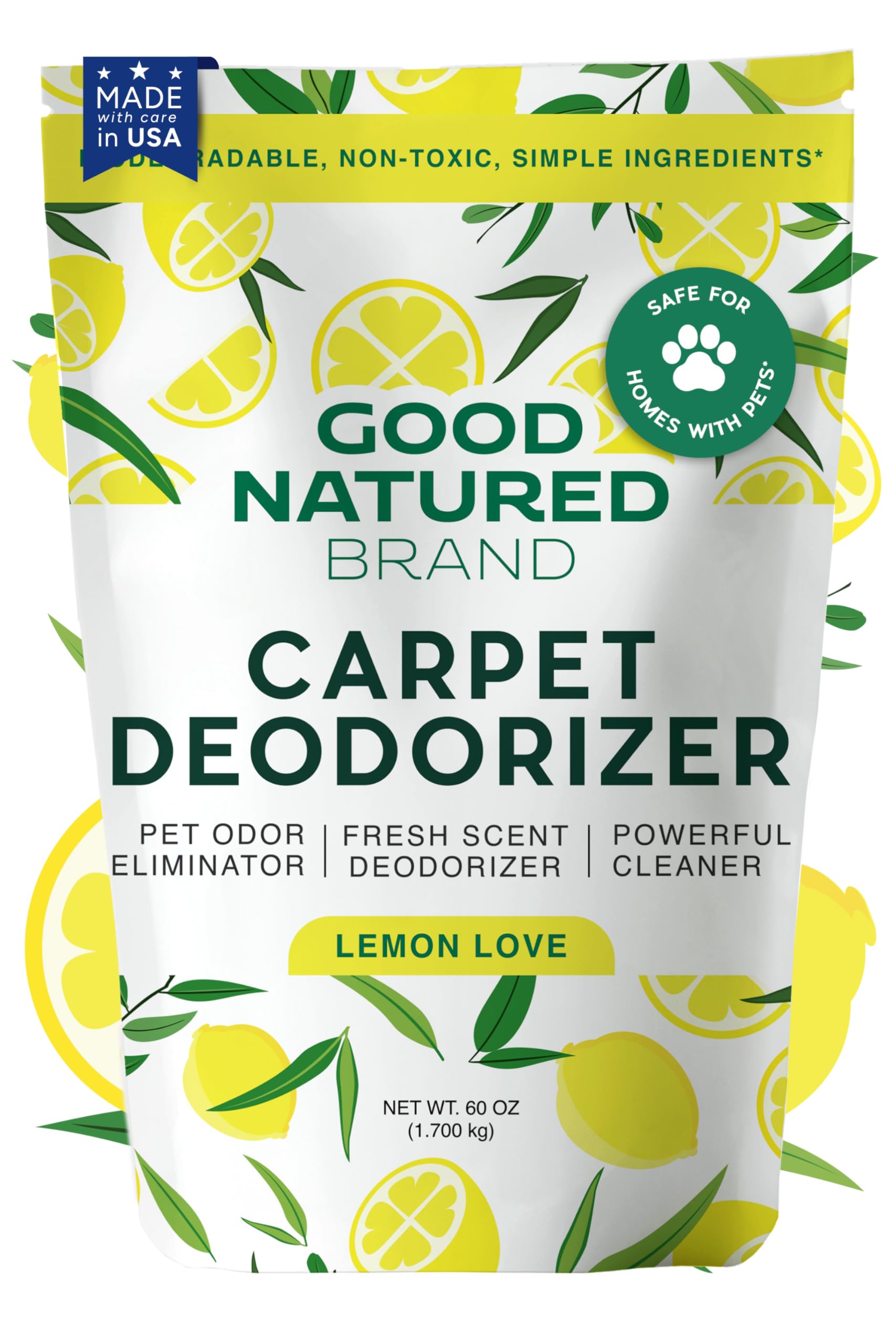 Good Natured Brand frente del envase mostrando 60 oz y aroma limón