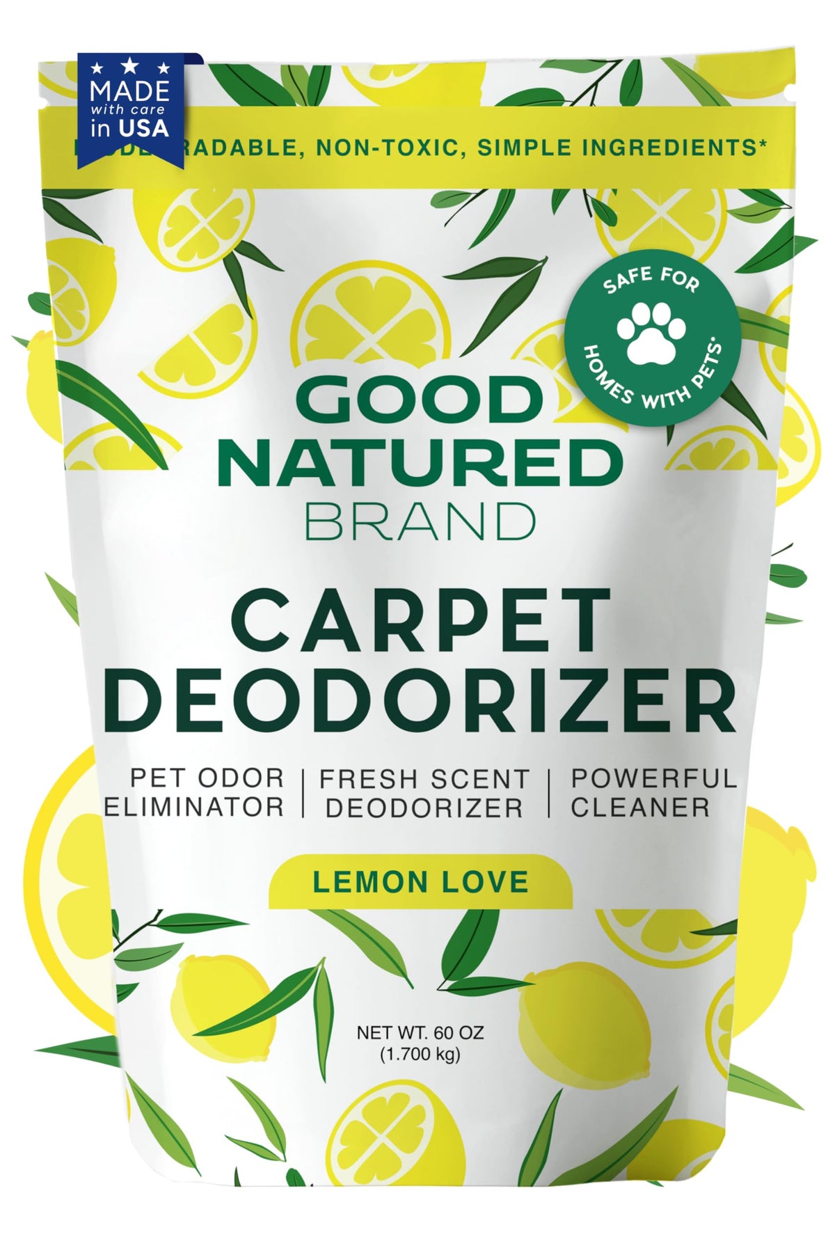 Good Natured Brand frente del envase mostrando 60 oz y aroma limón