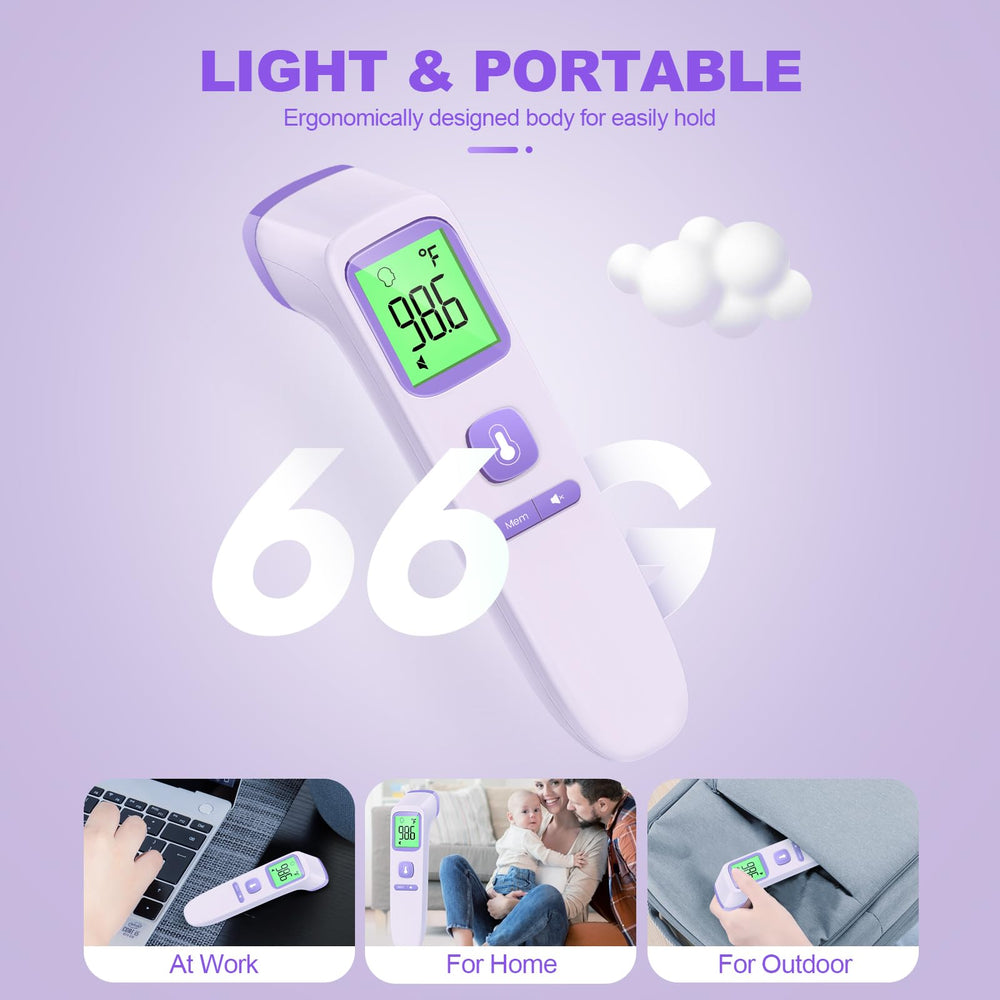 GoodBaby caja abierta con termómetro, manual y pilas listos para usar