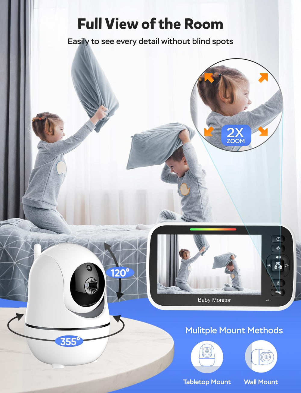 GoodBaby pantalla ampliada con zoom 2x para ver detalles del bebé