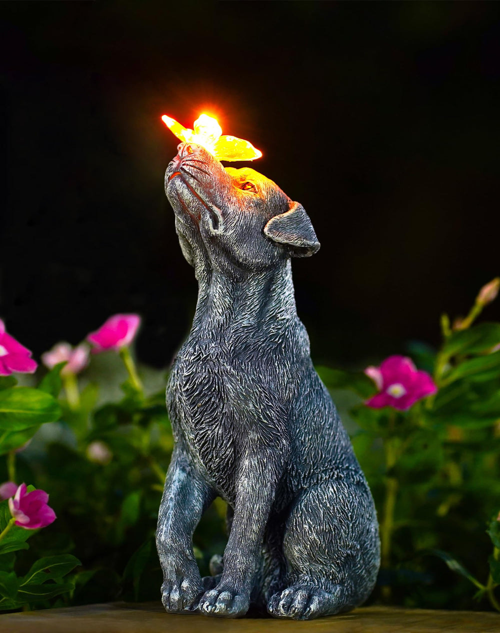 Goodeco dog statue front view showing lifelike pose and curb appeal