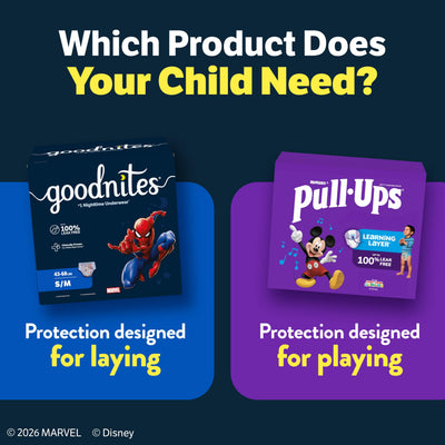 GoodNites product label close-up showing hypoallergenic and ingredient benefits