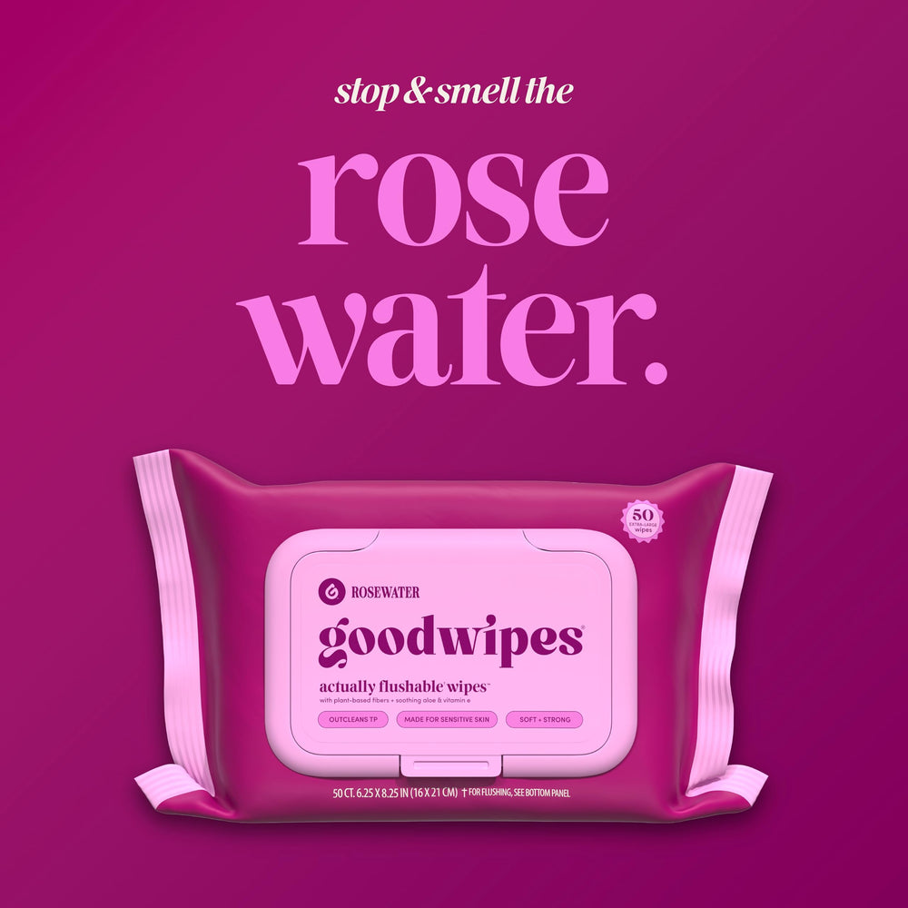 goodwipes comparación de tamaño con papel higiénico mostrando mayor cobertura