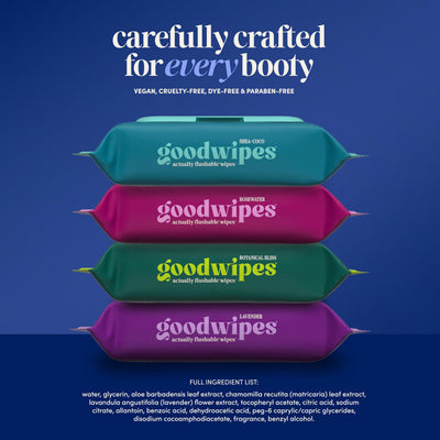 goodwipes etiqueta con ingredientes naturales como aloe y vitamina E