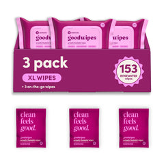 goodwipes frente del paquete para uso doméstico, garantía de tamaño y conveniencia