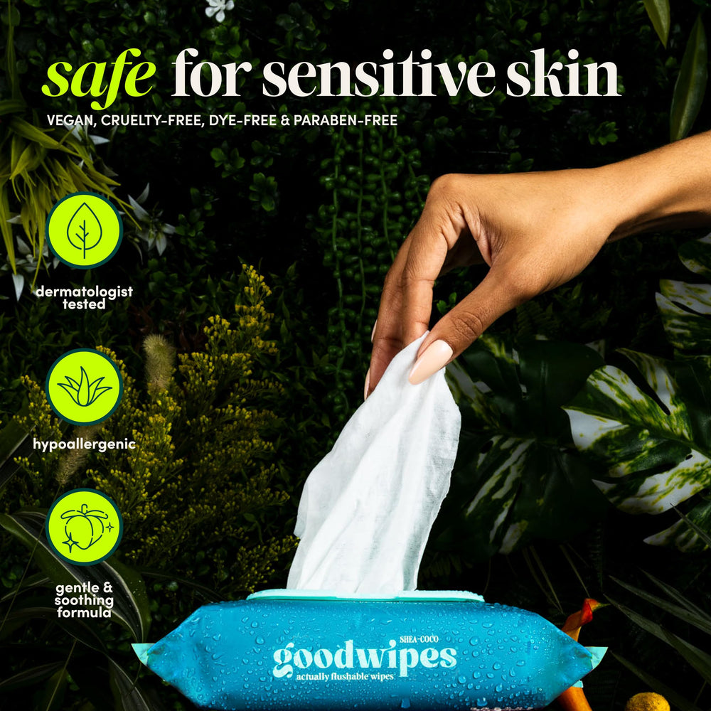 goodwipes envase resellable de viaje abierto, mantiene humedad y es práctico