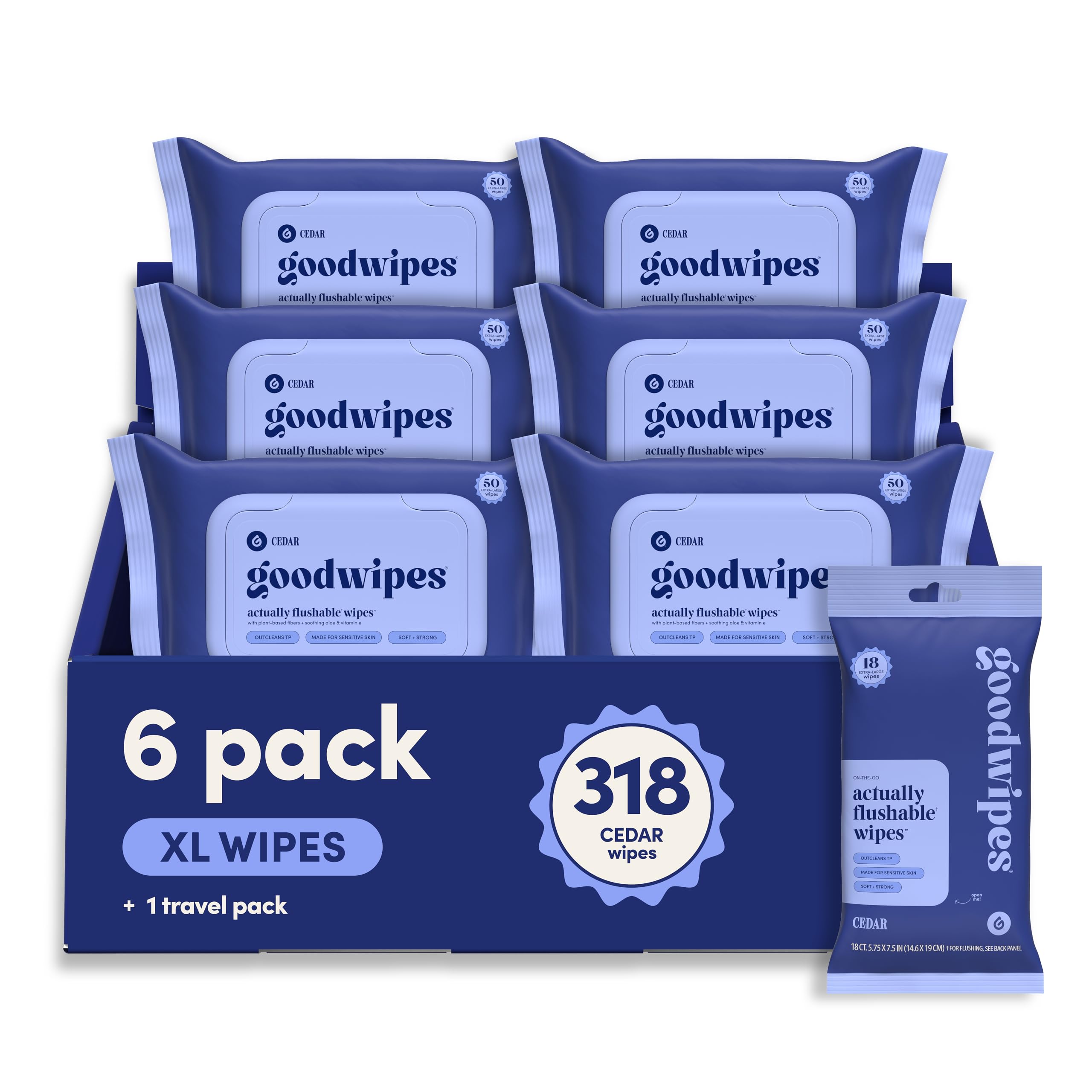 goodwipes paquete frontal cedro mostrando envase reseñable y beneficios