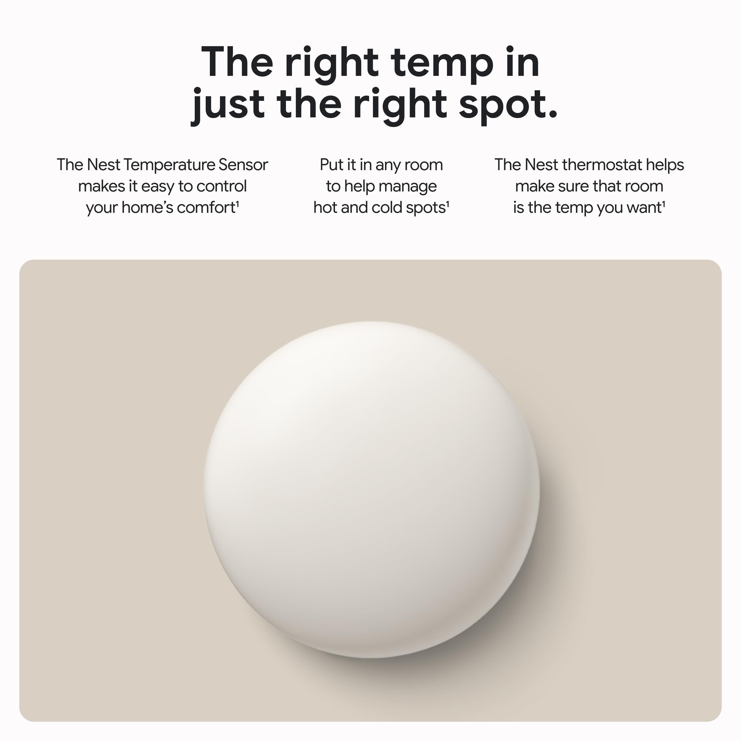 Google Nest sensor detalle de textura y acabado limpio que armoniza con la decoración