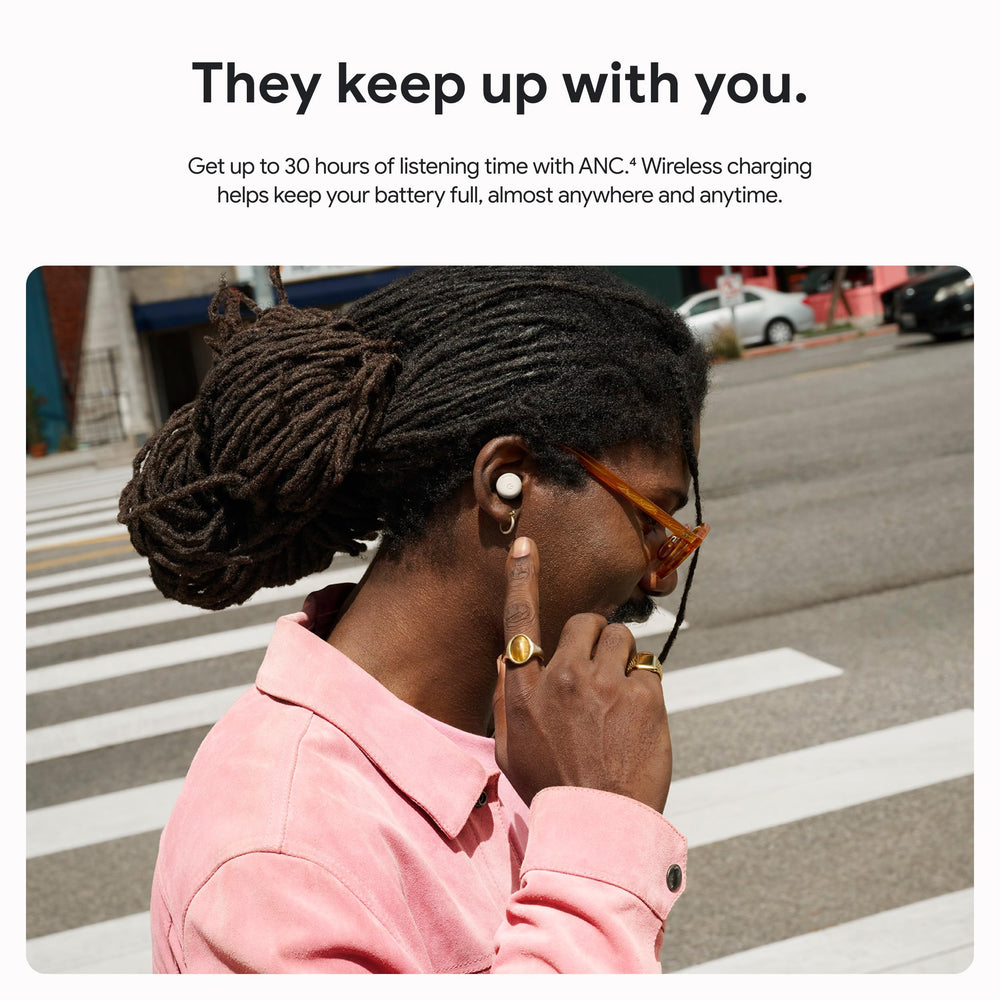 Google Pixel Buds Pro 2 charging case label and ports showing fast charging convenience