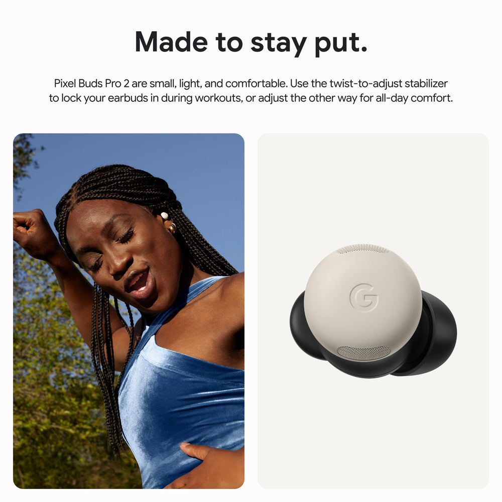 Google Pixel Buds Pro 2 open charging case top view highlighting quick access and protection