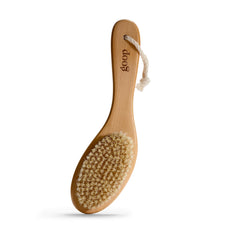 goop cepillo frontal con mango de madera muestra diseño y agarre cómodo