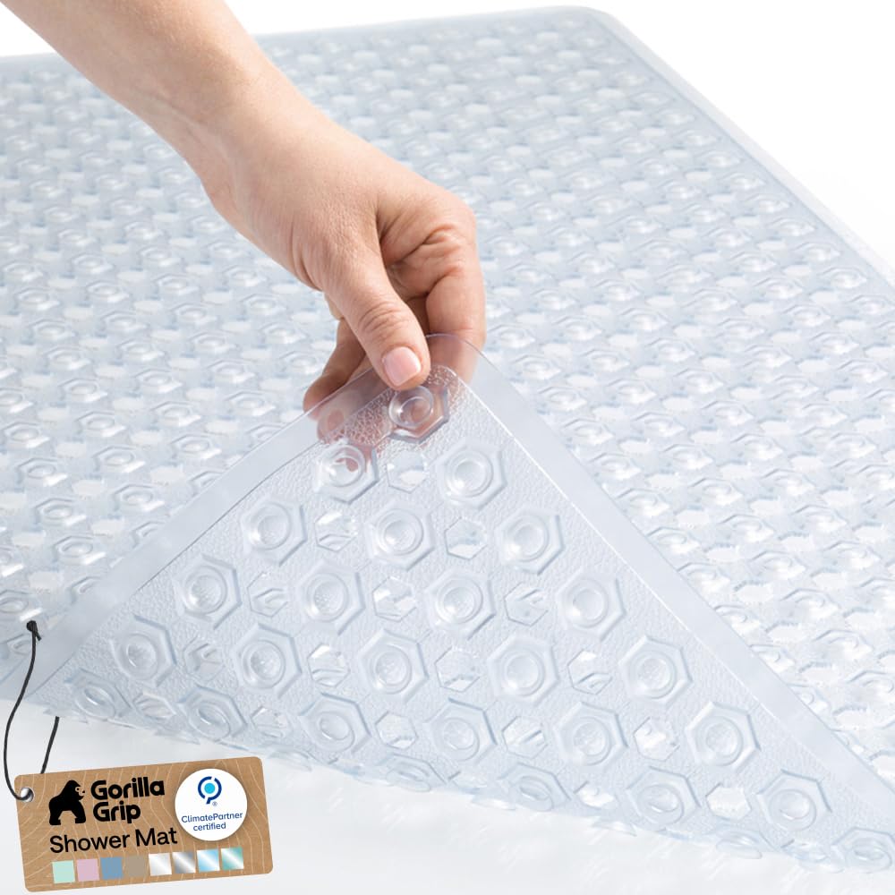 GORILLA GRIP vista frontal del producto mostrando tamaño y transparencia para mayor seguridad