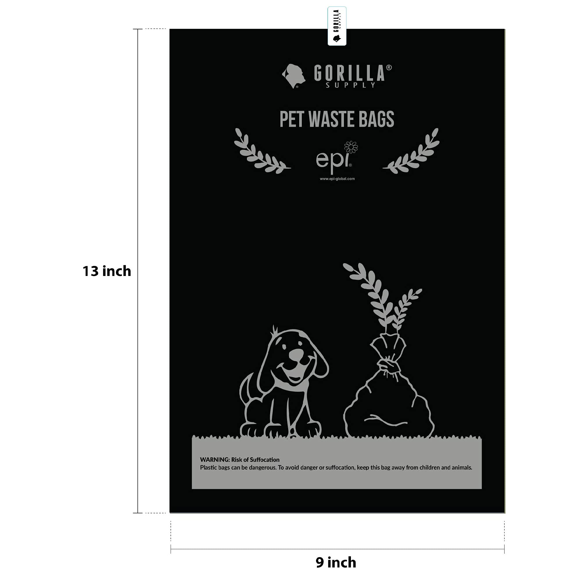 GORILLA SUPPLY bolsa junto a una mano para comparar tamaño y ergonomía