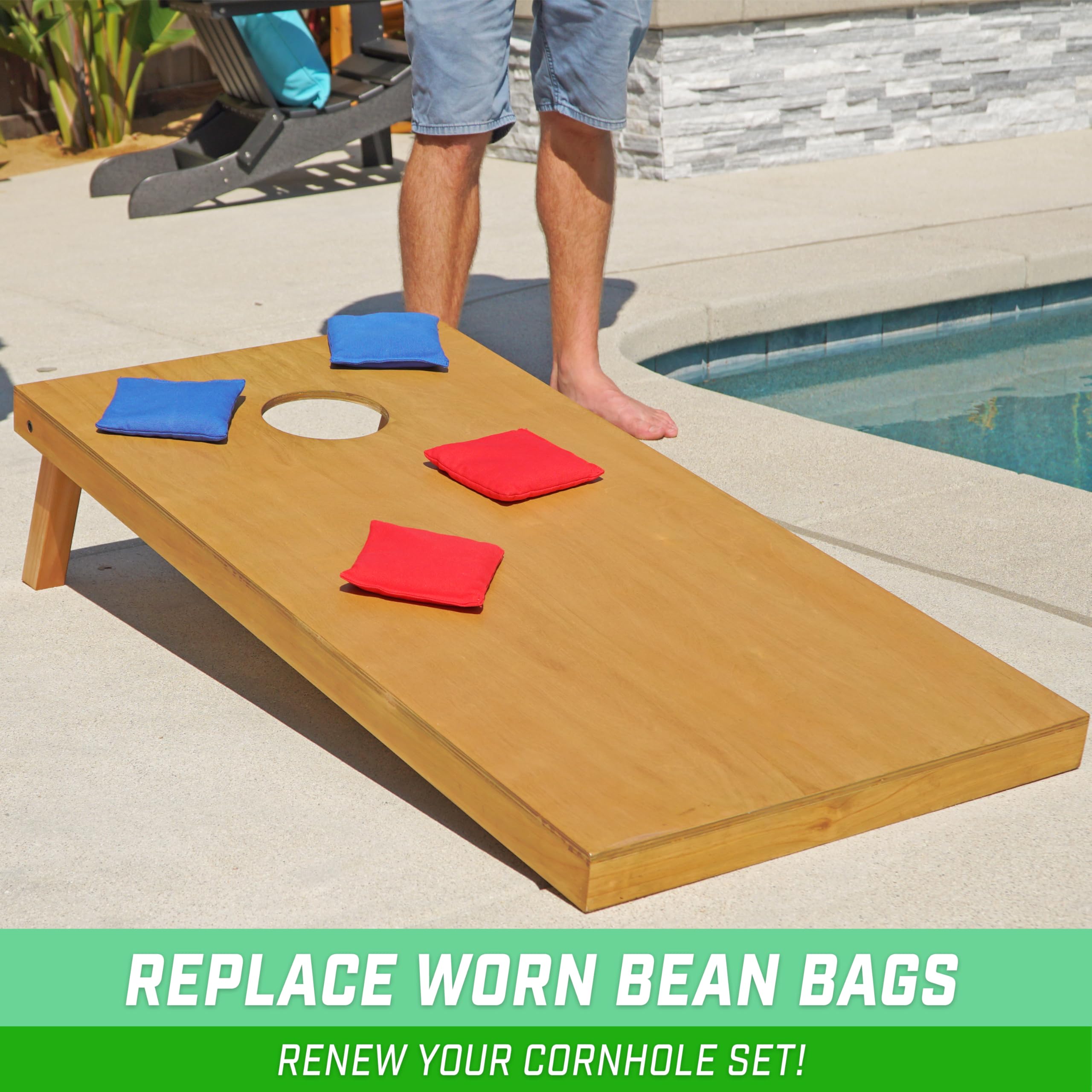 GoSports detalle del relleno de pellets plásticos que evita moho