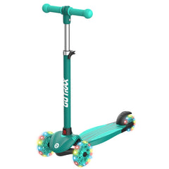 Gotrax KS1 front view showing stable three-wheel design and bright LEDs
