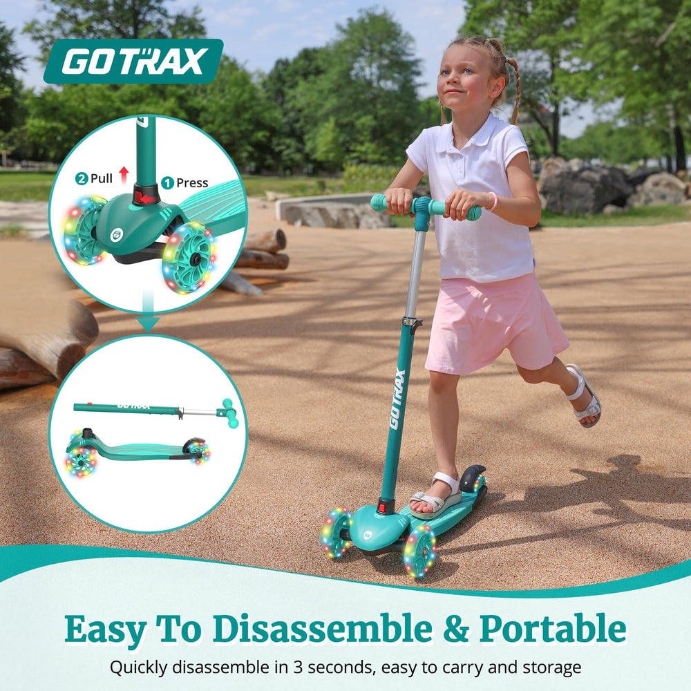 Gotrax KS1 adjustable handlebars demonstrating three height positions for growth