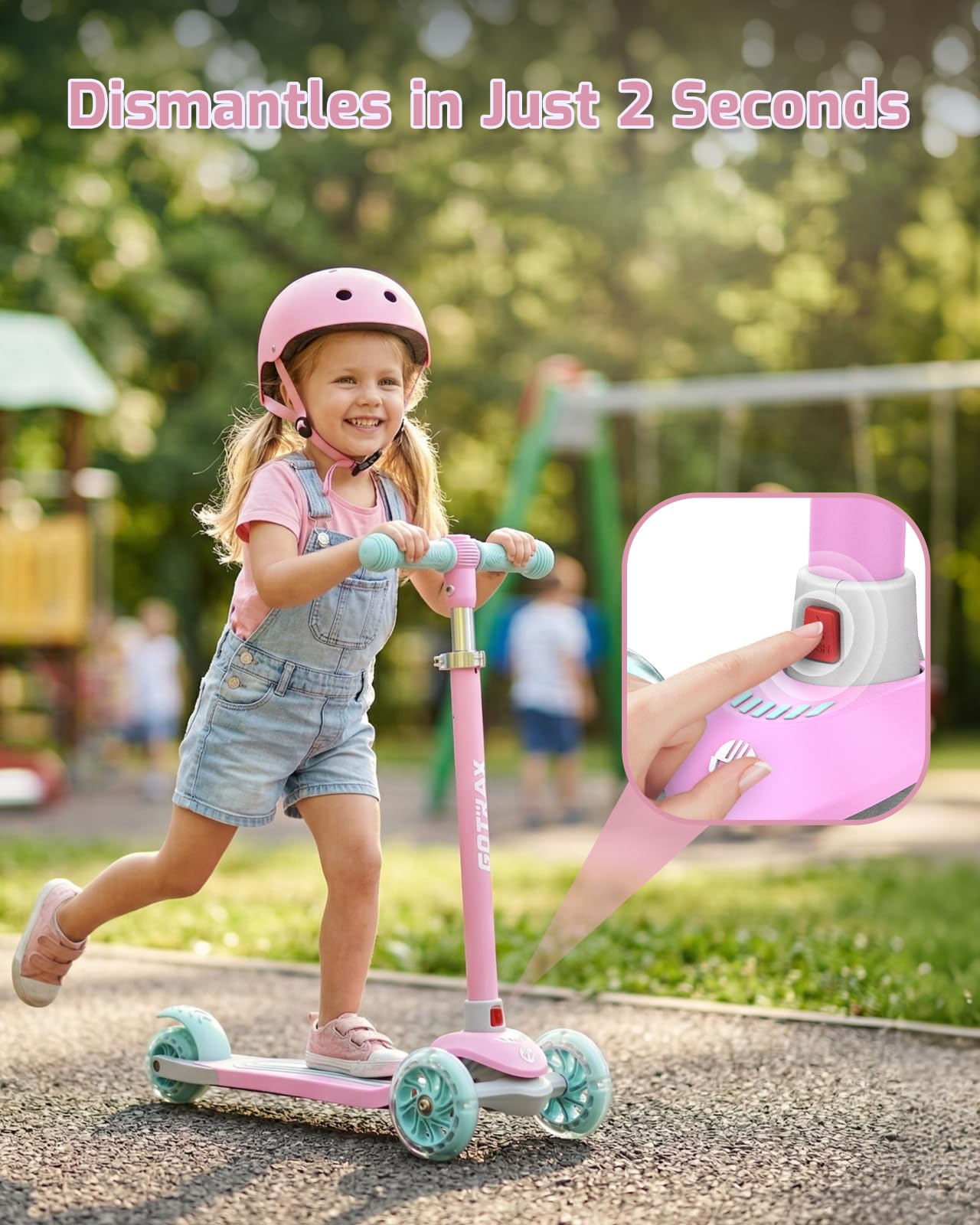 Gotrax KS1 beside a child to show scale and lightweight portability
