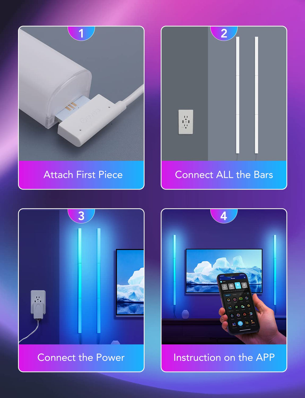 Govee Glide app control screen with scenes and DIY customization
