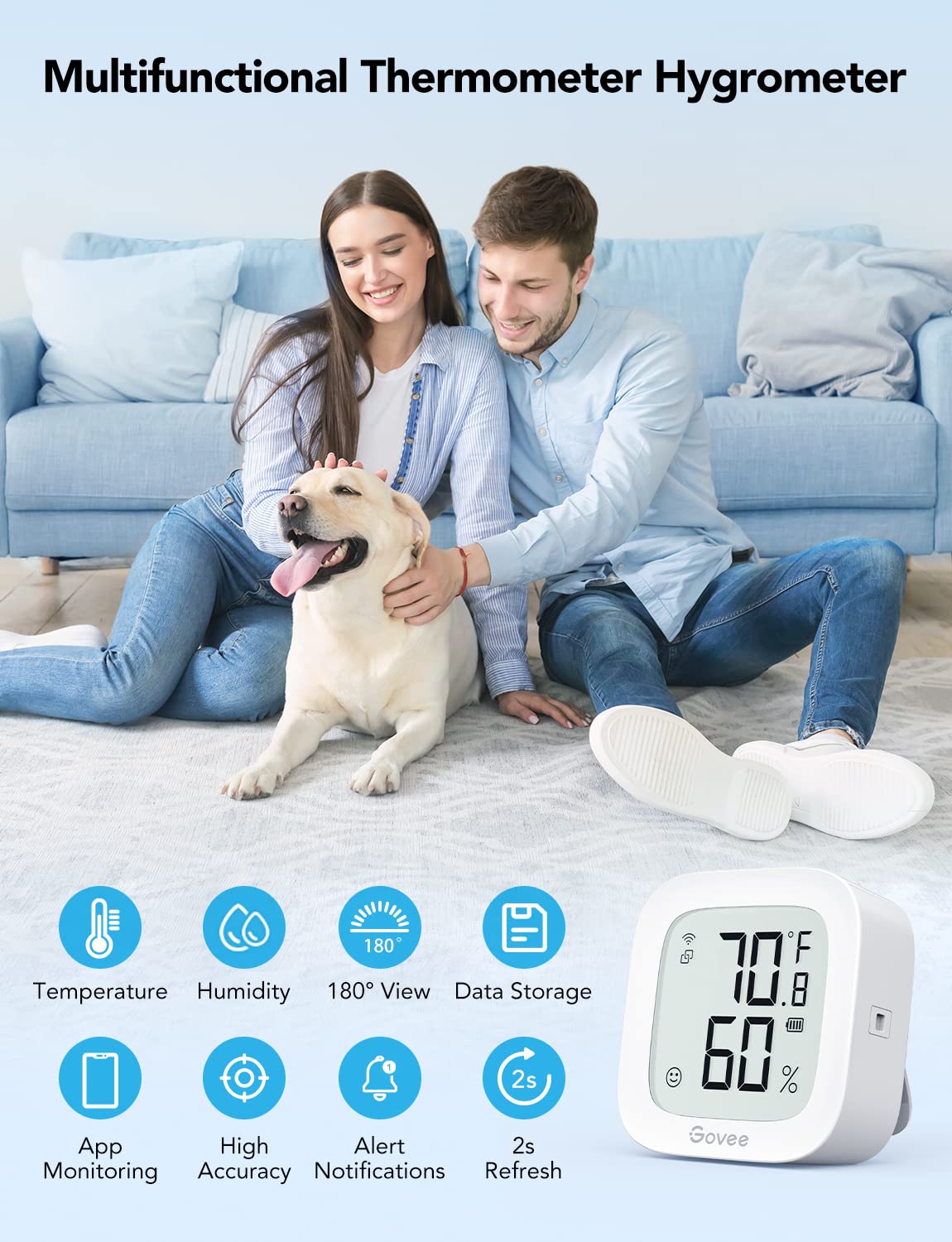 Govee H5103 pantalla de app Govee Home con gráficos para seguimiento y exportación