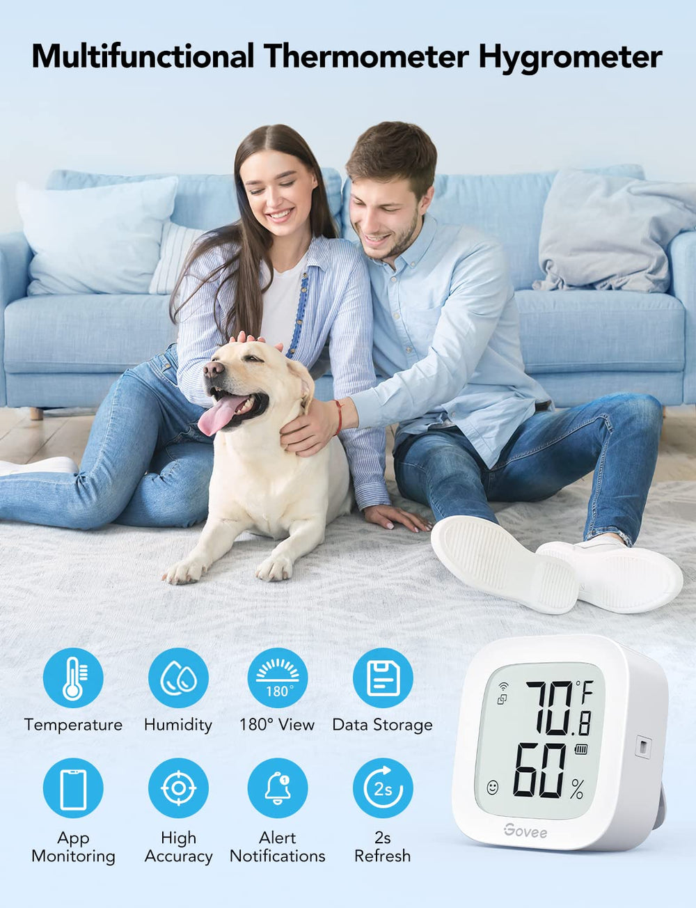 Govee H5103 pantalla de app Govee Home con gráficos para seguimiento y exportación
