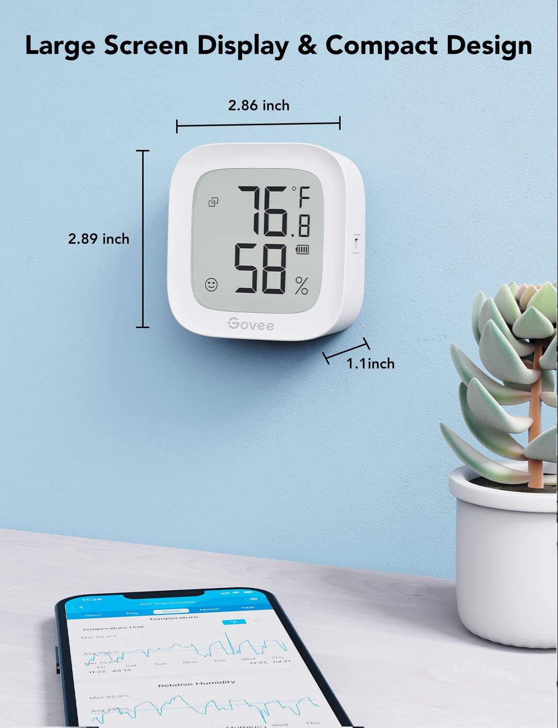 Govee H5103 primer plano del sensor suizo interno para lecturas precisas