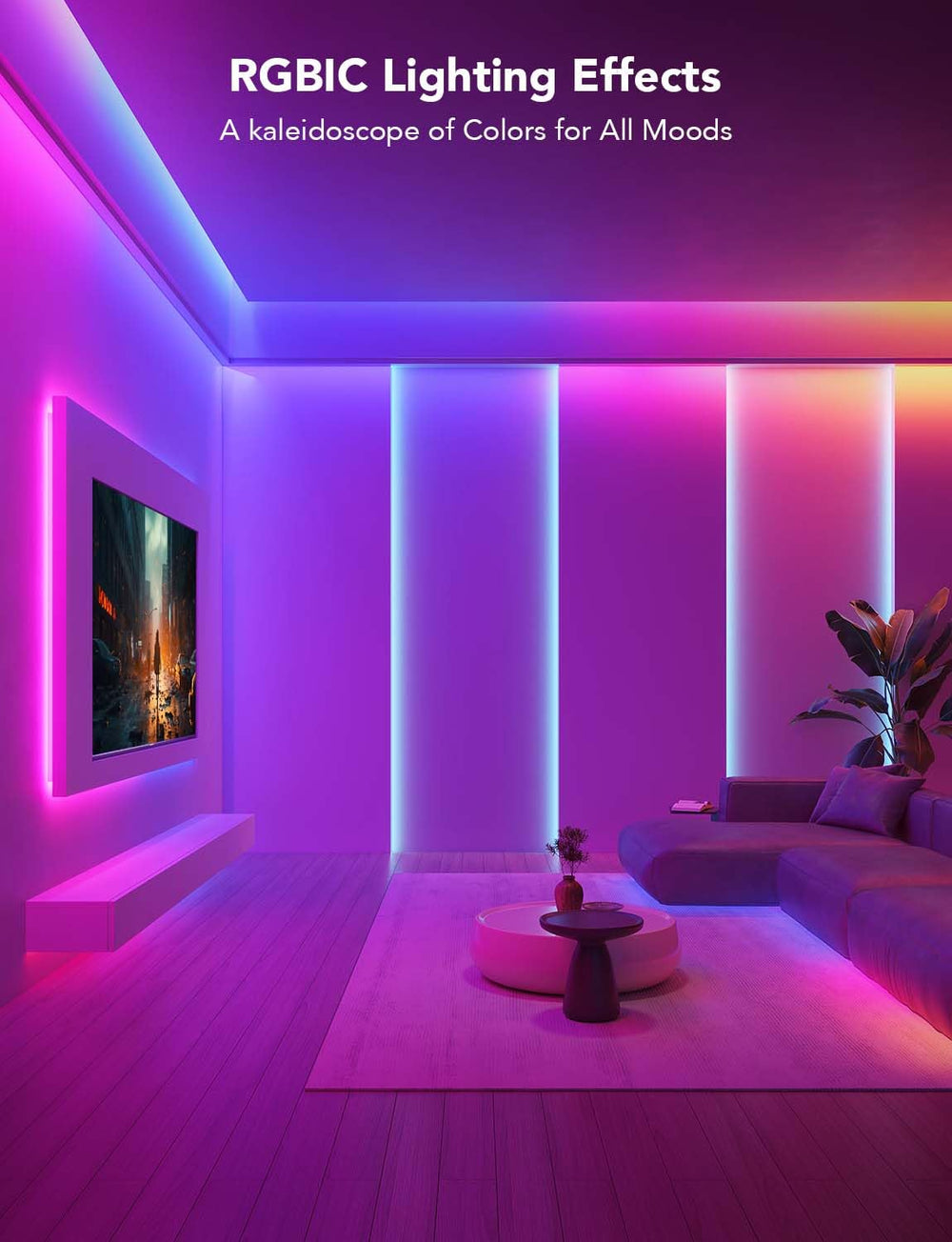Govee ambiente de dormitorio iluminado para relajación o juego