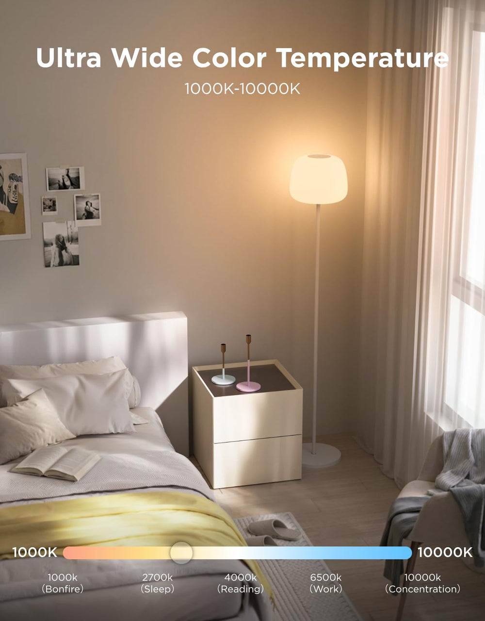 Govee touch control detail on silicone shade illustrating easy tap and long-press scene selection