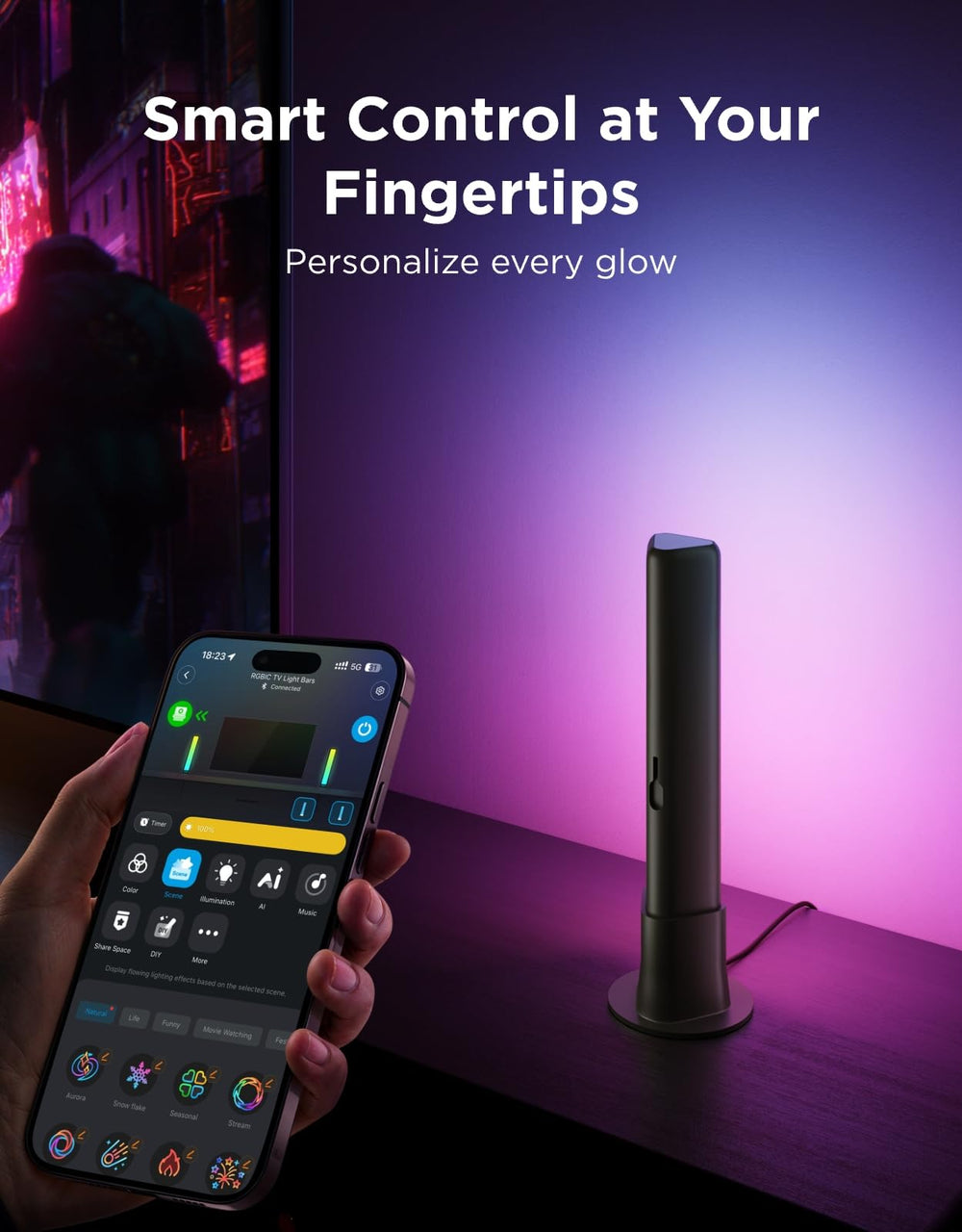 Govee light bar reacting to music showing dynamic sync and immersive effect benefit