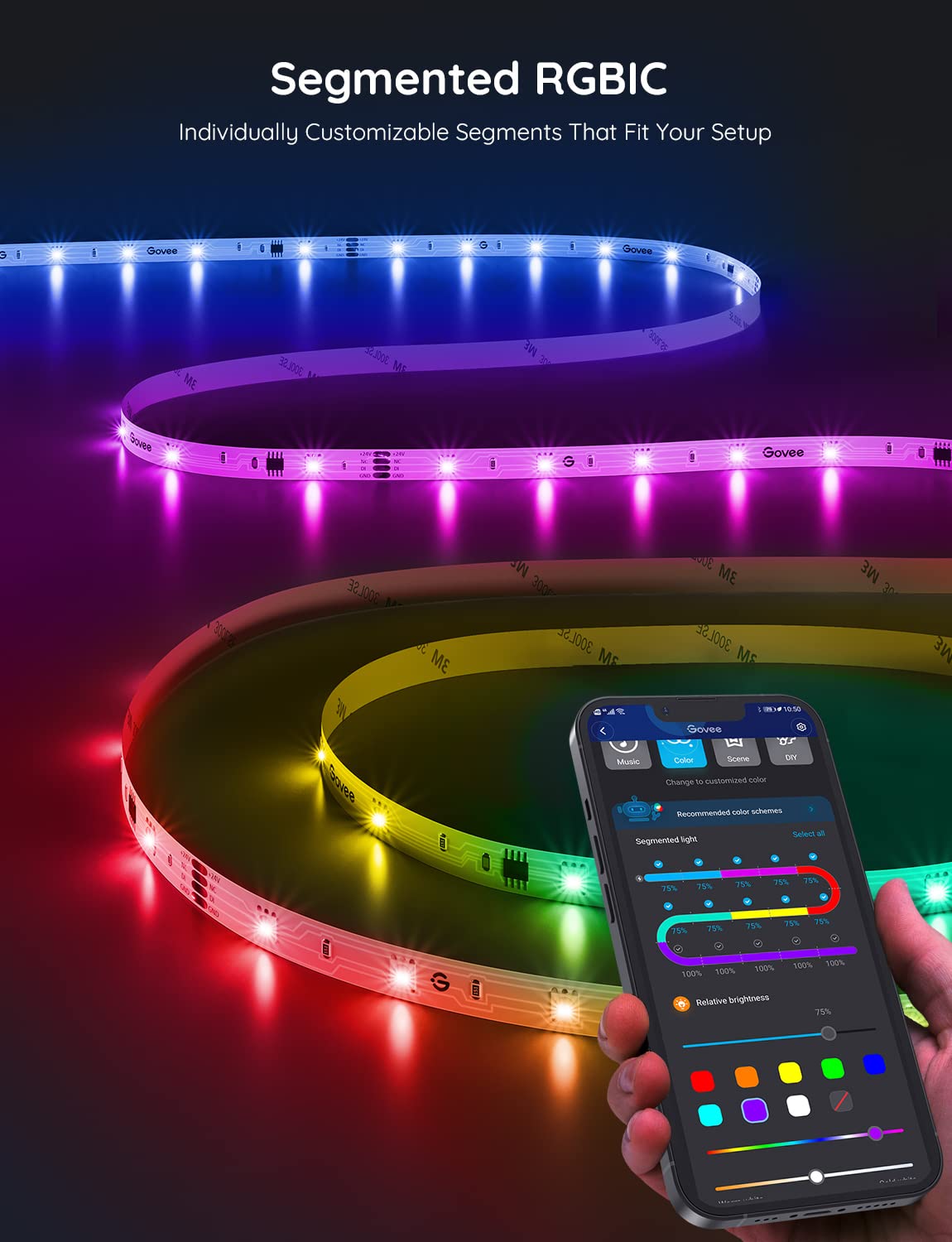 Govee app Govee Home mostrando escenas y opciones creativas actualizables