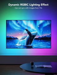 Govee close-up of RGBIC LEDs highlighting segmented color gradients