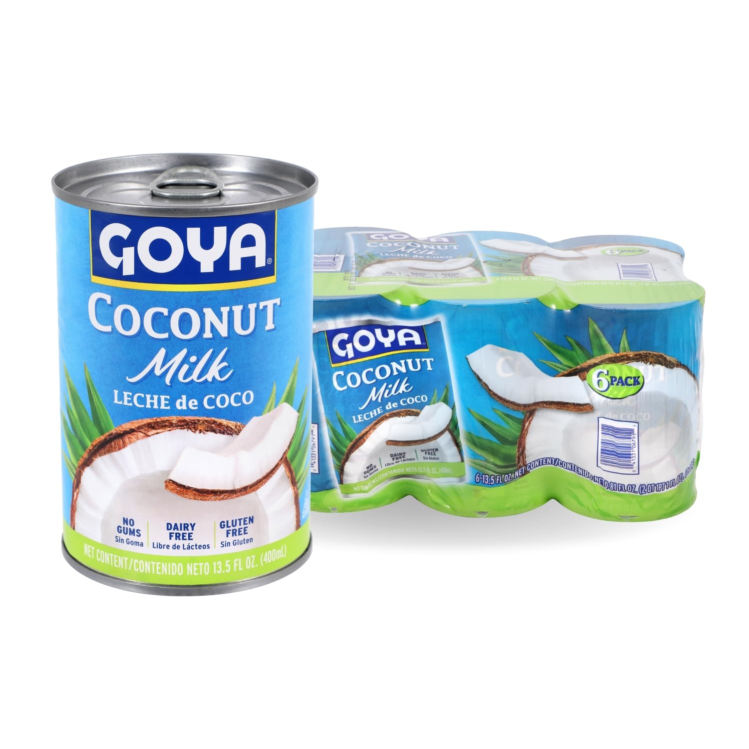 Goya leche de coco lata frontal mostrando etiqueta clara y beneficio de sabor natural
