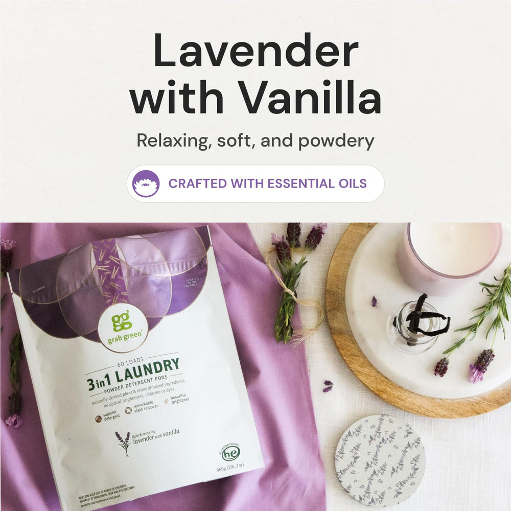 Grab Green product label with ingredient claims and cruelty-free icons for transparency