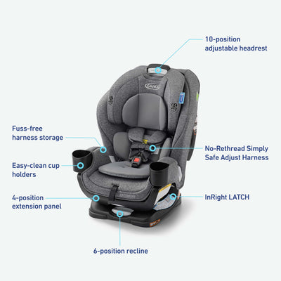 Graco Extend2Fit highback booster mode in car for older child comfort