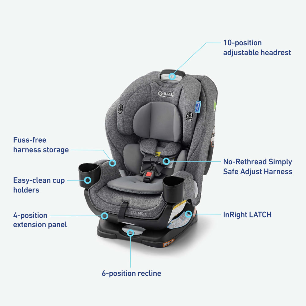 Graco Extend2Fit highback booster mode in car for older child comfort