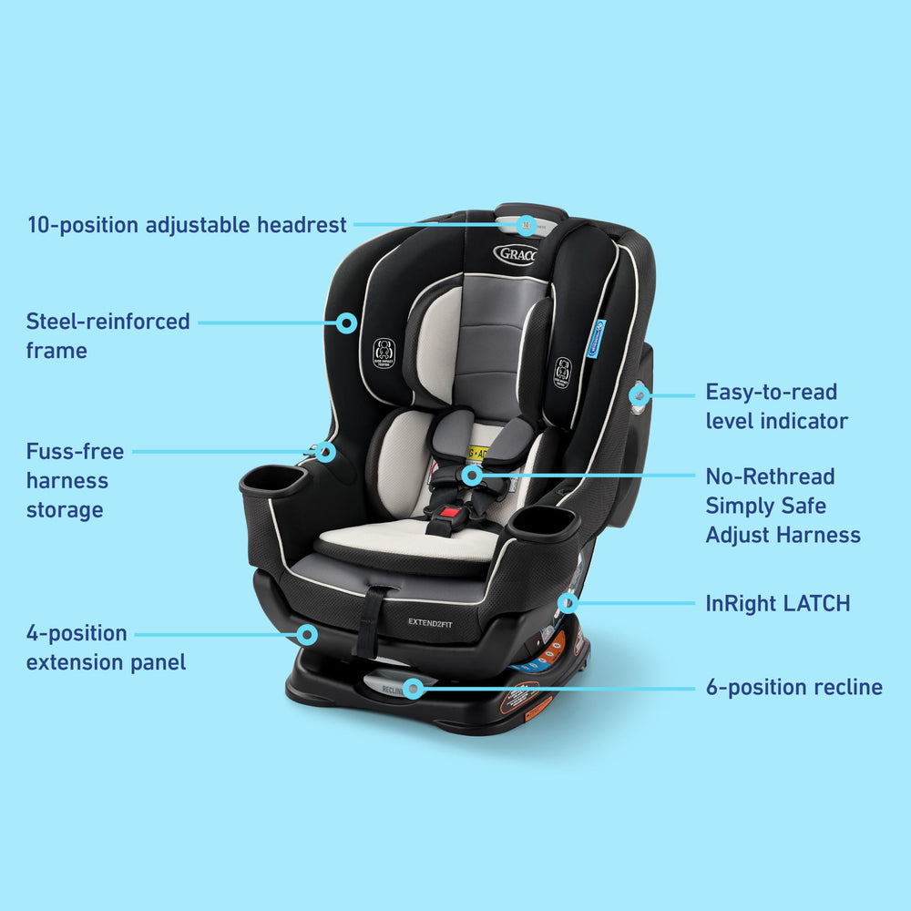 Graco Extend2Fit comparación de tamaño con silla para escalar crecimiento