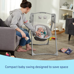 Graco Slim Spaces folded for storage demonstrating space-saving convenience