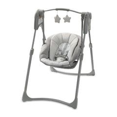 Graco Slim Spaces front view showing compact footprint and quick setup benefit