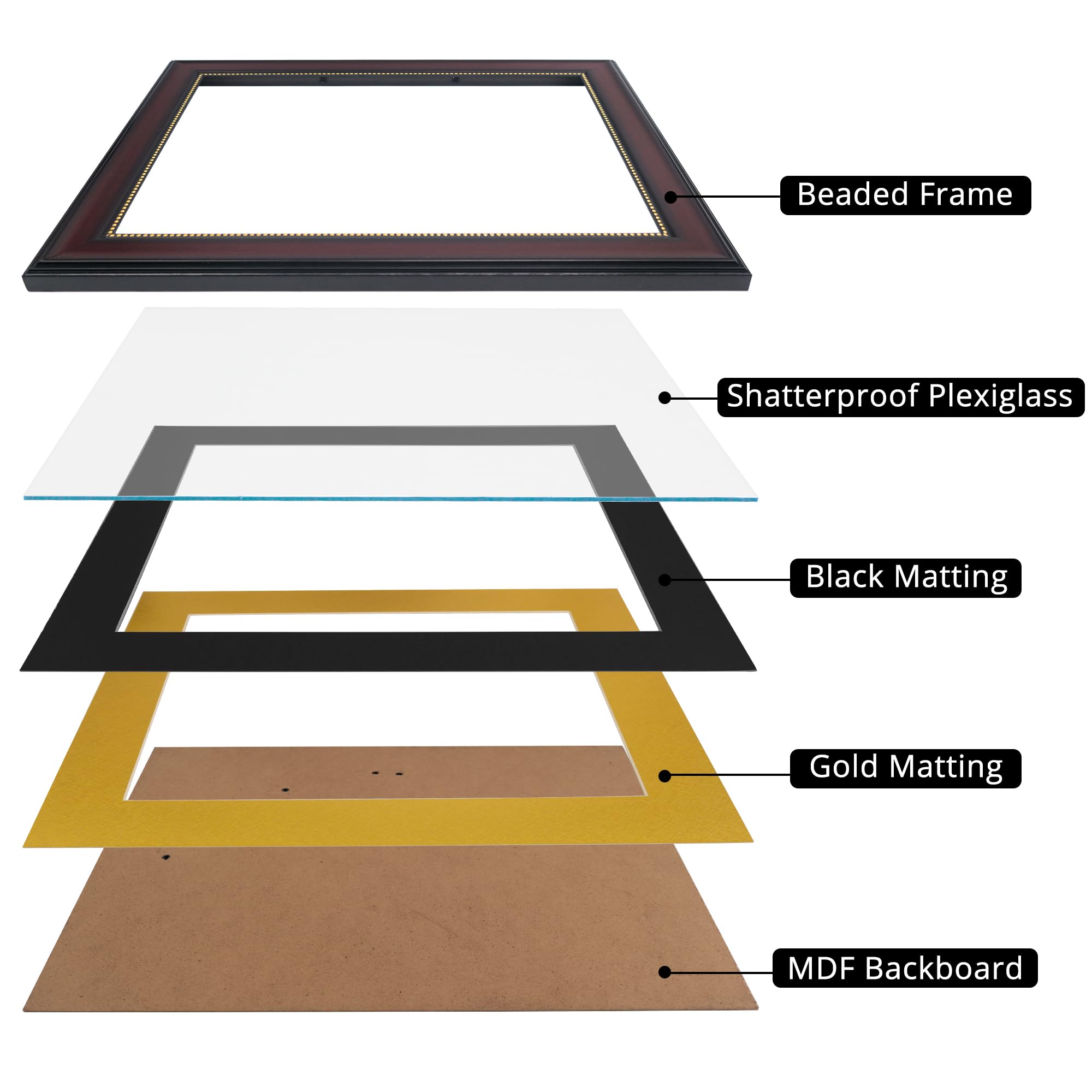 GraduationMall perfil de la moldura 1.25" x 1" resistente, apariencia madera roja