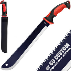 Grand Way machete front view showing full 19-inch profile and blade benefits