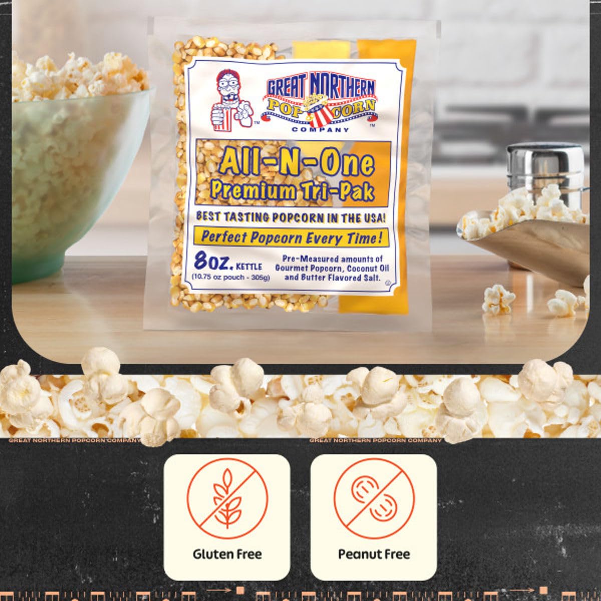 Great Northern popped popcorn in a bowl showing fluffy theater-style flavor