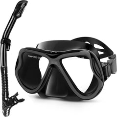 Greatever front view mask and snorkel showing full set and clear benefit