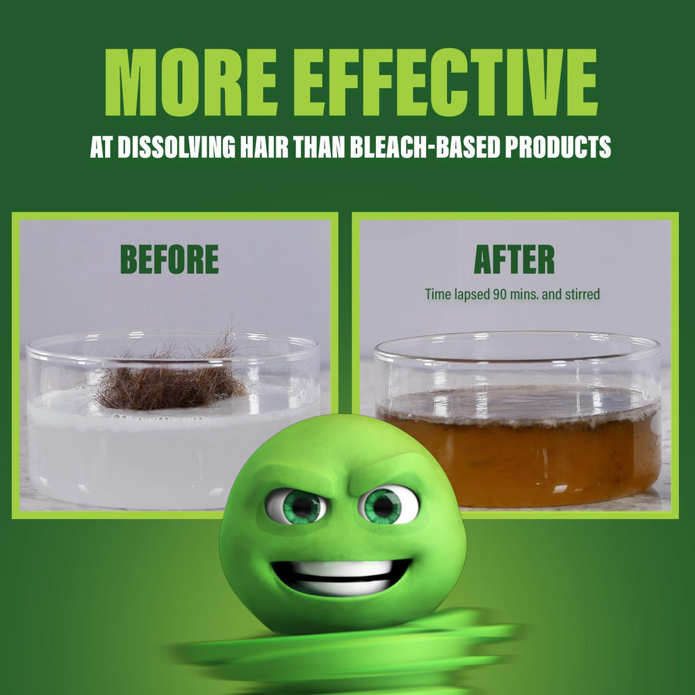 Green Gobbler closeup label highlighting bleach-free, pipe-safe formula