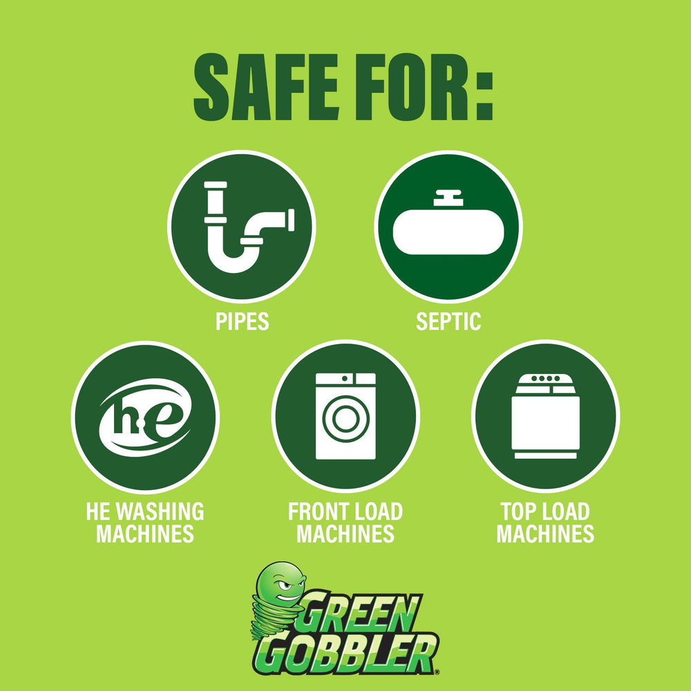 Green Gobbler acercamiento a la etiqueta con instrucciones y seguridad