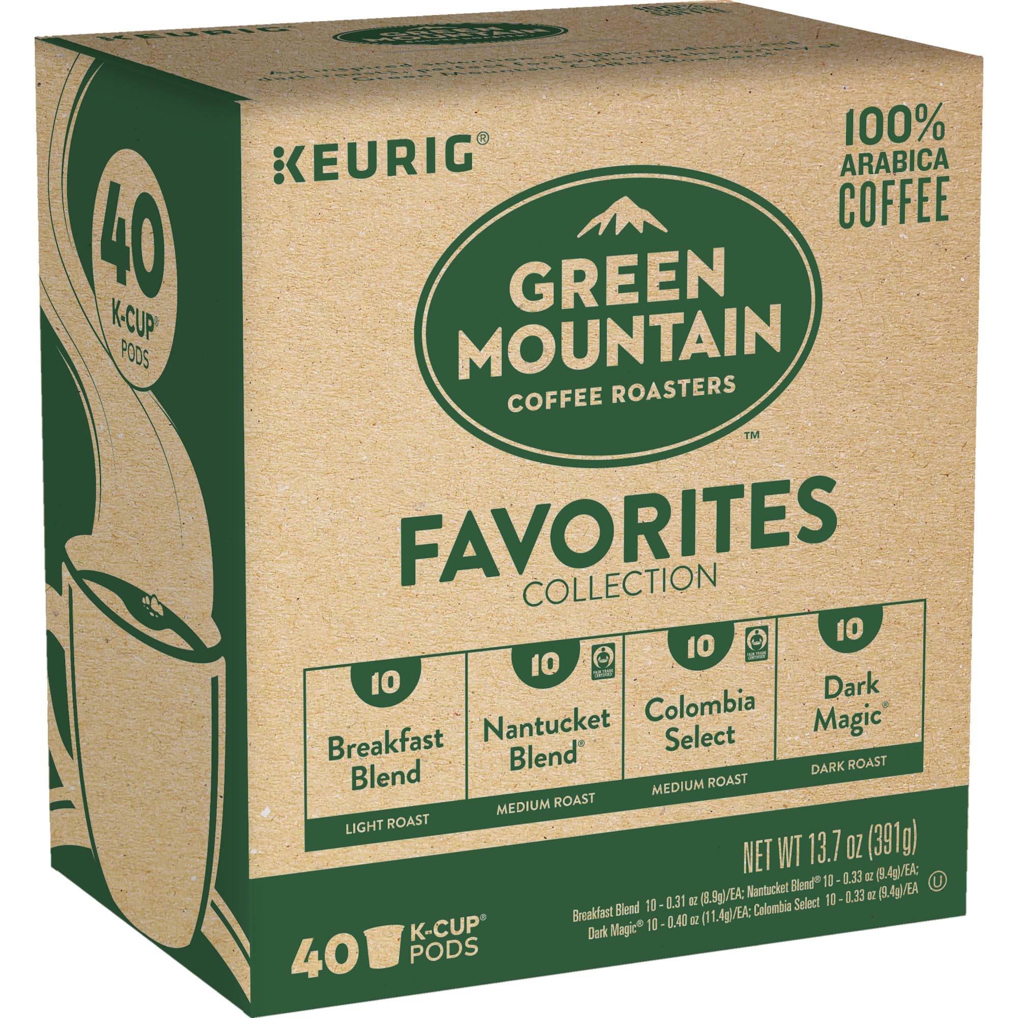 Green Mountain Coffee Roasters cápsula Colombian Fair Trade Select enfatizando origen justo
