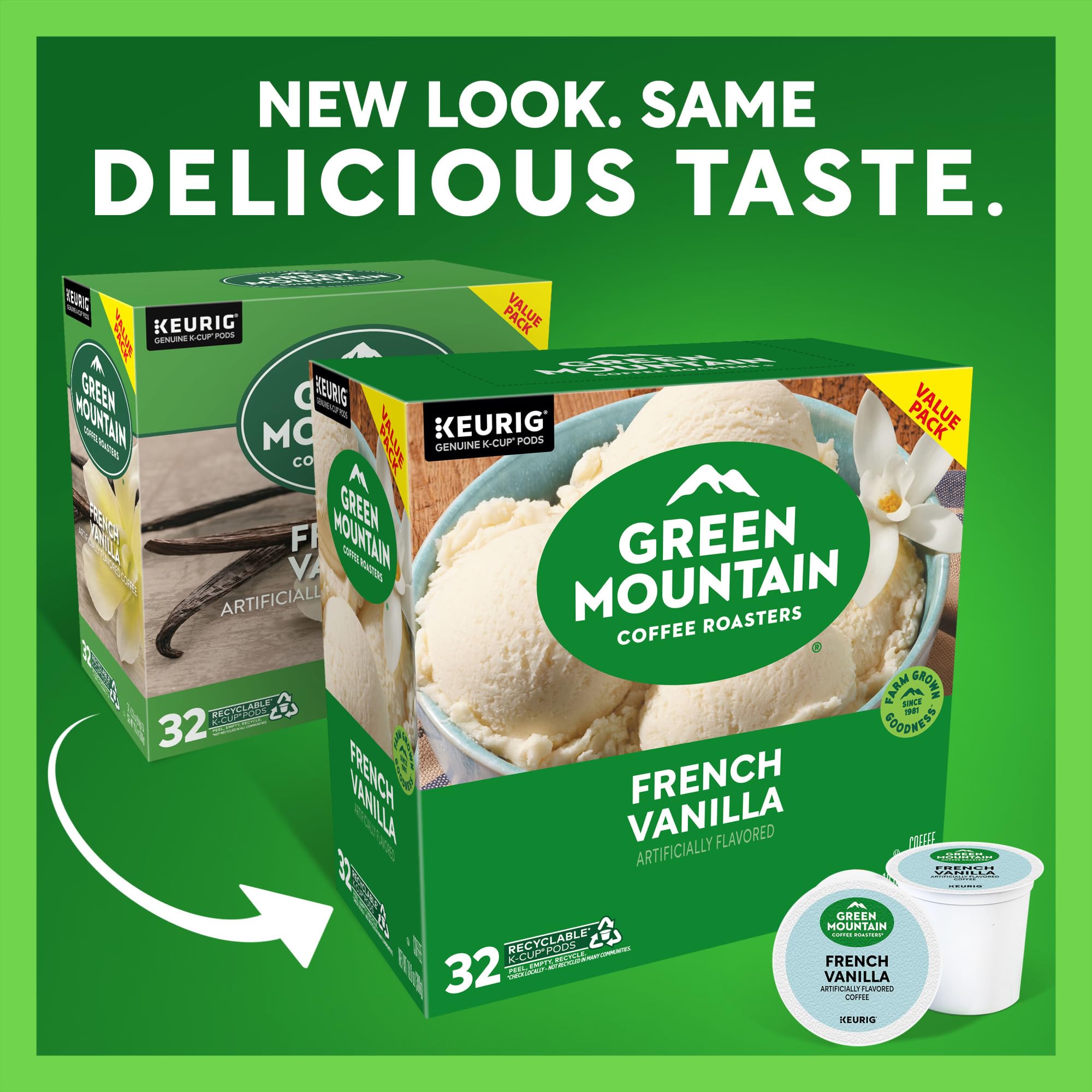 Green Mountain Coffee Roasters K-Cup pod close-up highlighting pod seal and convenience