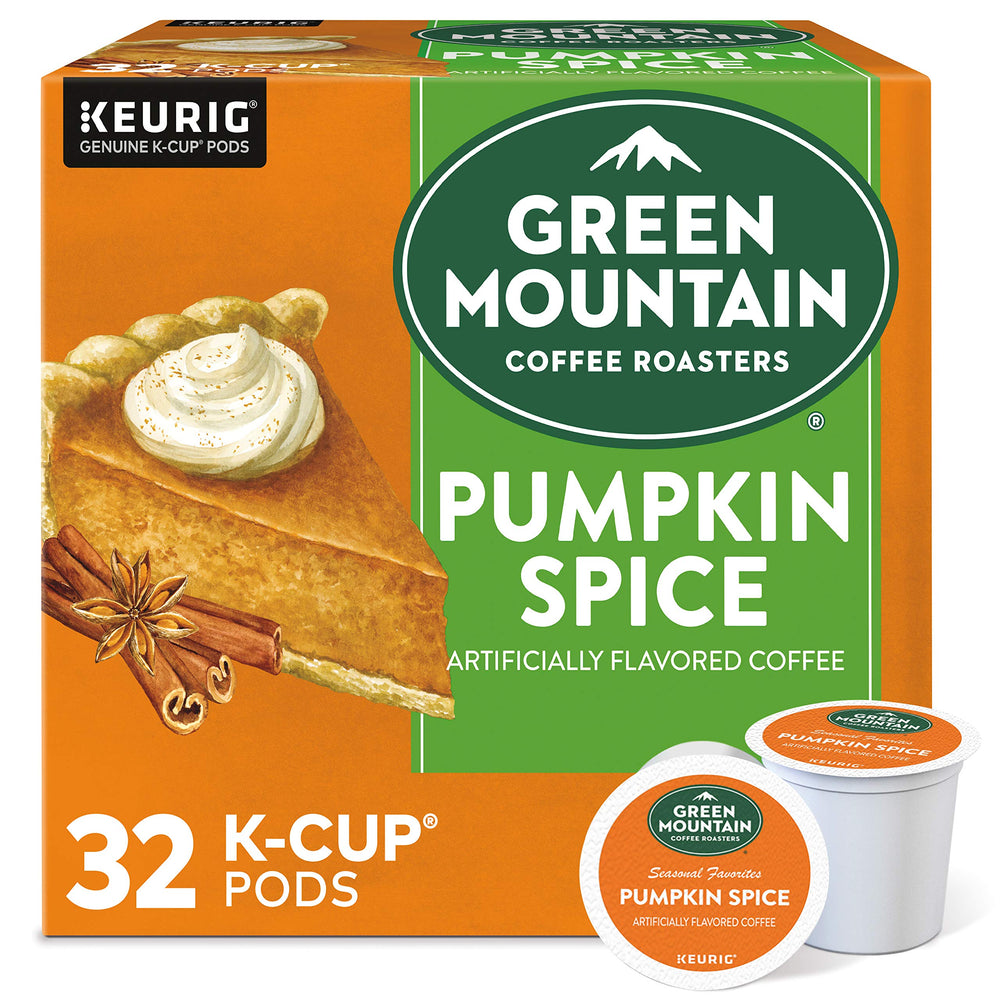 Green Mountain Coffee Roasters frente del empaque Pumpkin Spice, atractivo y práctico