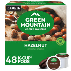 Green Mountain Coffee Roasters front packaging showing hazelnut flavor benefit
