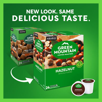 Close-up of a Green Mountain K-Cup pod highlighting compatibility and quick brewing